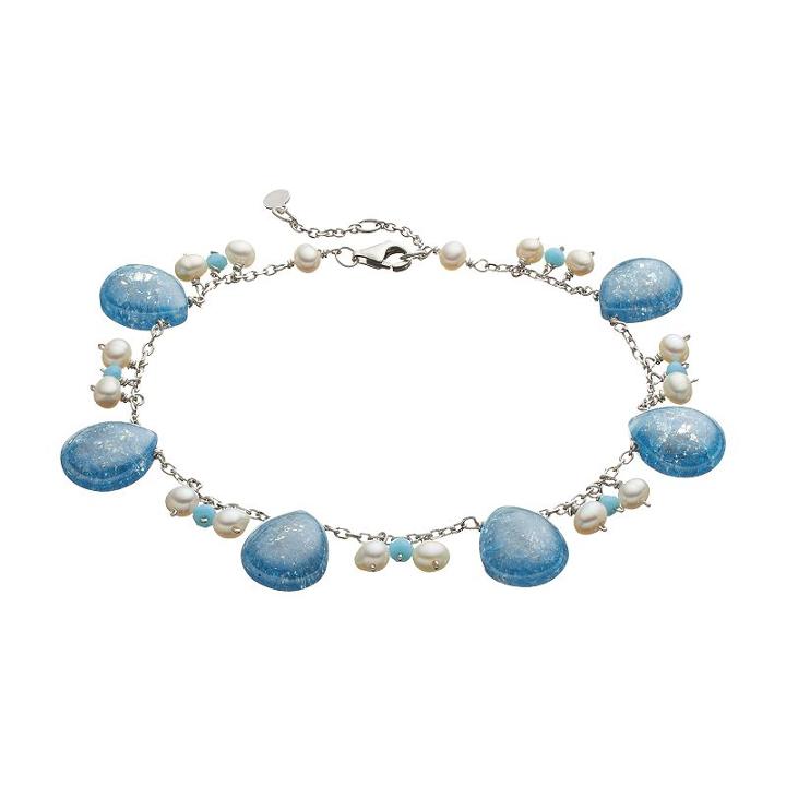 Sterling Silver Gemstone Charm Bracelet, Women's, Size: 7.5, Blue