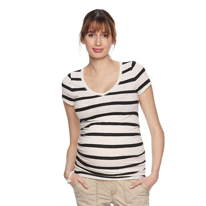 Maternity A:glow Essential Ruched V-neck Tee, Women's, Size: Xxl-mat, White Oth