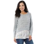 Women's Ab Studio Pointelle Mock-layer Sweater, Size: Small, Ovrfl Oth