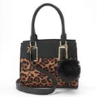 Apt. 9&reg; Sugar Leopard Print Pom-pom Mini Satchel, Women's, Natural
