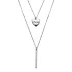 Crystal Collection Crystal Silver-plated Mom Heart & Stick Pendant Necklace Set, Women's, Grey
