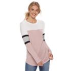 Juniors' Miss Chievous Varsity Striped Colorblock Top, Teens, Size: Large, Light Pink