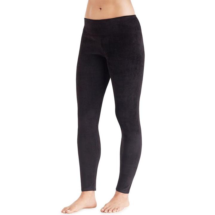 Women's Cuddl Duds Plush Velour Leggings, Size: Medium, Black