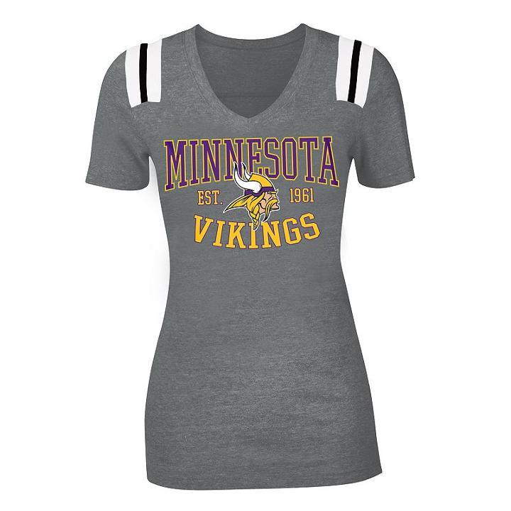 Women's 5th & Ocean Minnesota Vikings Panel Tee, Size: Large, Grey