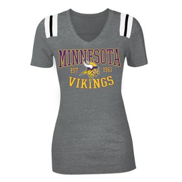 Women's 5th & Ocean Minnesota Vikings Panel Tee, Size: Large, Grey