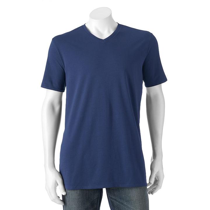 Big & Tall Apt. 9 Core Solid V-neck Tee, Men's, Size: Xxl Tall, Blue