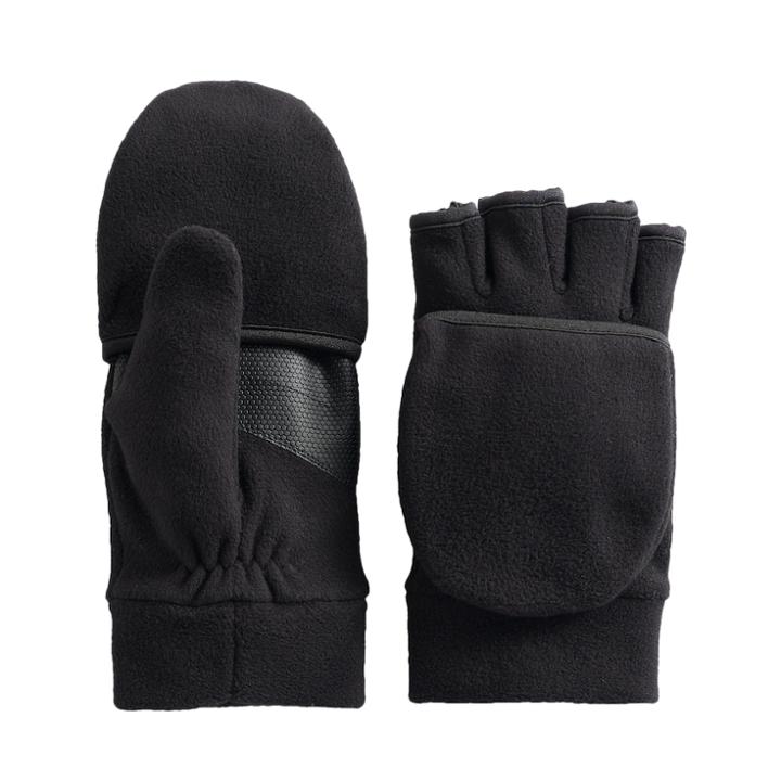 Men's Tek Gear&reg;&reg; Warmtek Convertible Flip-top Mittens, Size: L/xl, Black