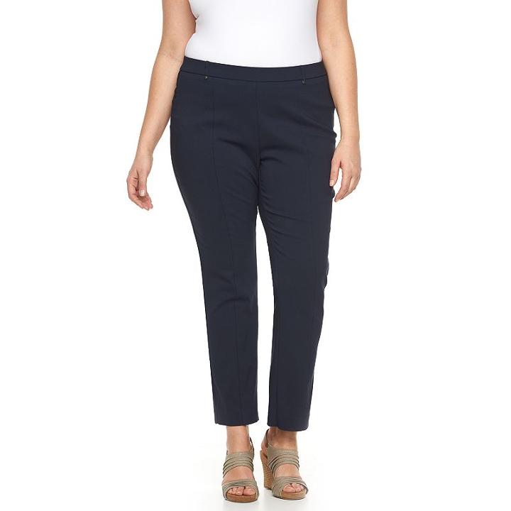 Plus Size Napa Valley Slimming Solution Straight-leg Dress Pants, Women's, Size: 16 W, Blue (navy)