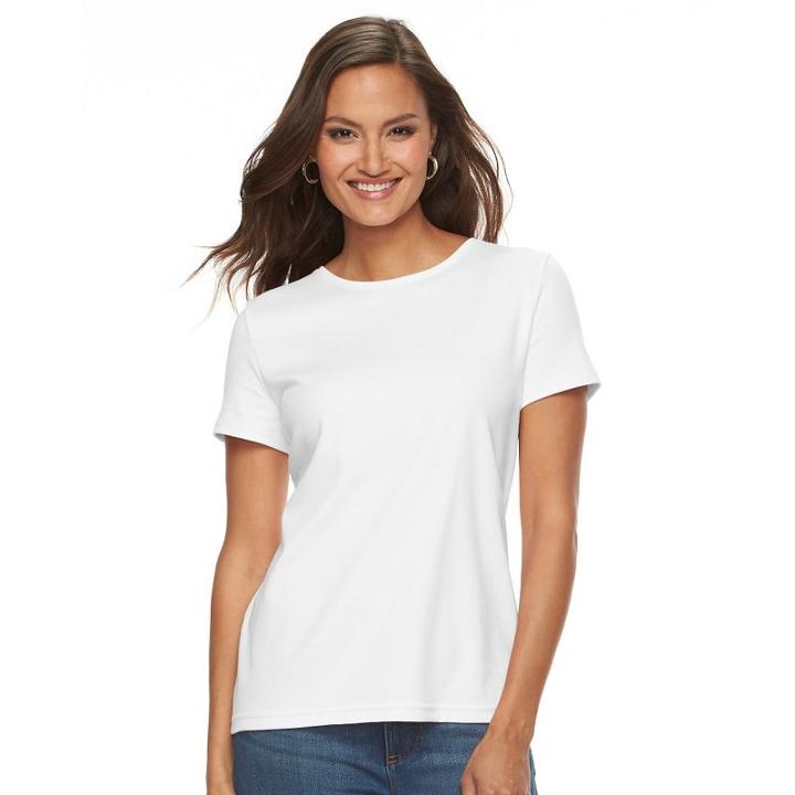 Women's Croft & Barrow&reg; Essential Crewneck Tee, Size: Small, Natural