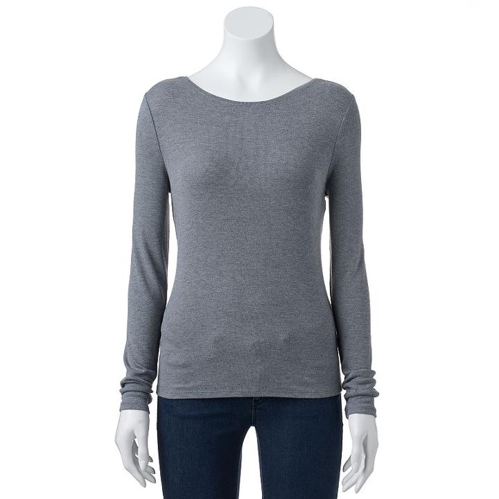 Women's Apt. 9&reg; Scoop-back Solid Tee, Size: Medium, Black