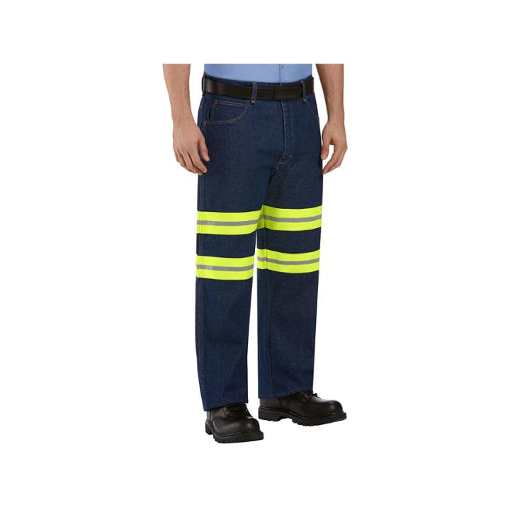 Men's Red Kap Enhanced Visibility Relaxed-fit Jeans, Size: 38x30, Blue