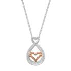 Silver Expressions By Larocks Two Tone Cubic Zirconia Mother Daughter Infinity Heart Pendant, Women's, Grey