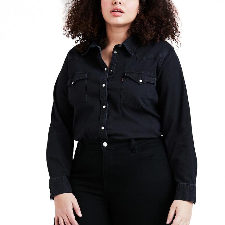 Plus Size Levi's Western Denim Shirt, Women's, Size: 1xl, Black