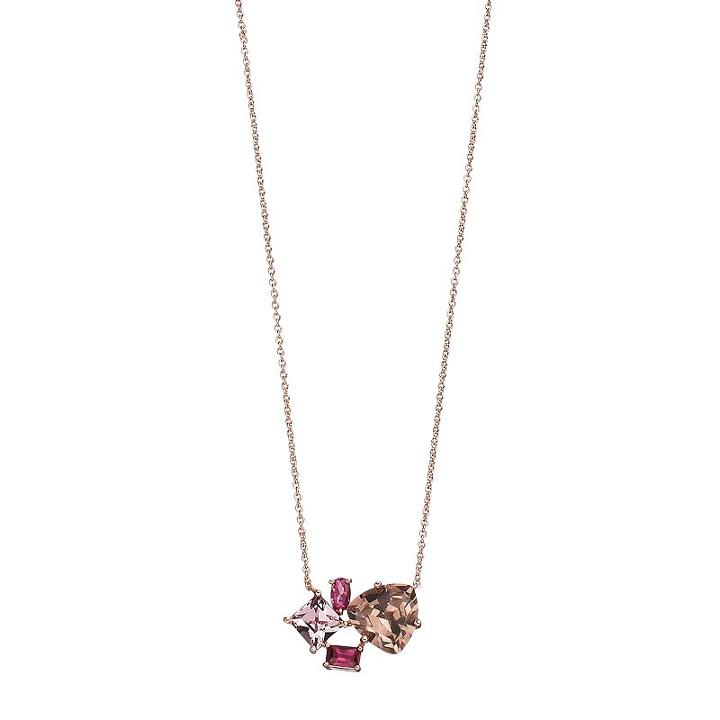 Brilliance Cluster Necklace With Swarovski Crystals, Women's, Pink