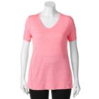 Tek Gear, Plus Size &reg; V-neck Performance Tee, Women's, Size: 1xl, Brt Pink