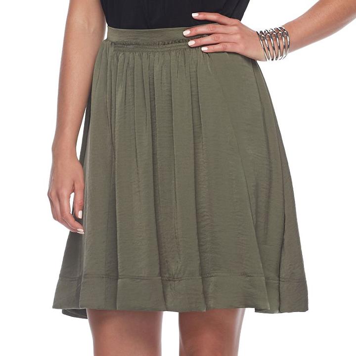 Women's Apt. 9&reg; Shirred Satin Skirt, Size: Xxl, Green