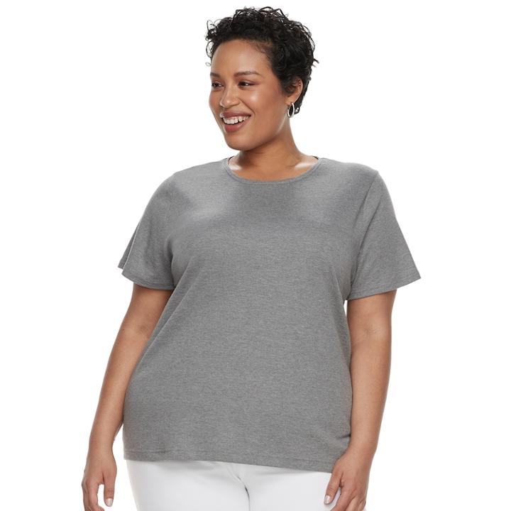 Plus Size Croft & Barrow&reg; Essential Crewneck Tee, Women's, Size: 0x, Med Grey