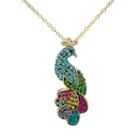 Crystal 14k Gold Over Silver Peacock Pendant Necklace, Women's, Size: 18, Multicolor