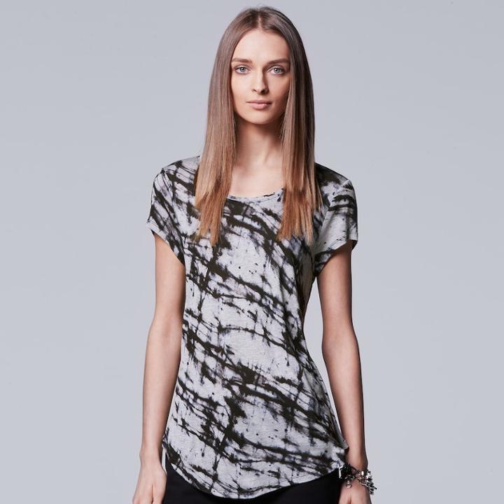 Women's Simply Vera Vera Wang Print Scoopneck Tee, Size: Small, Oxford