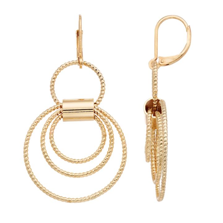 Dana Buchman Textured Hoop Drop Earrings, Women's, Gold