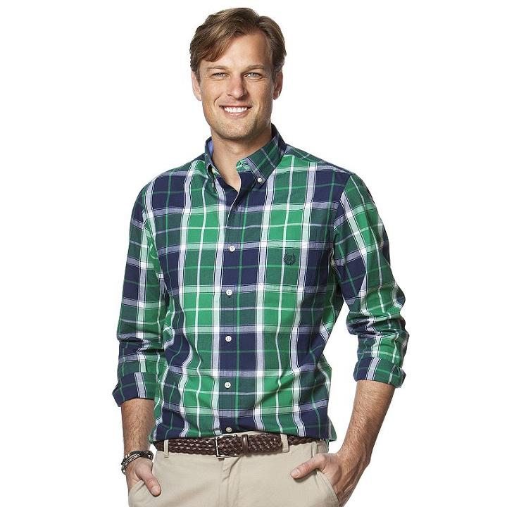 Big & Tall Chaps Classic-fit Plaid Button-down Shirt, Men's, Size: L Tall, Green