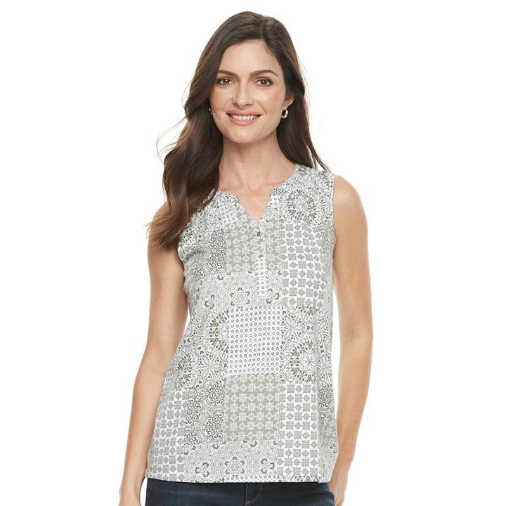Women's Croft & Barrow&reg; Peasant Henley Tank, Size: Xxl, Dark Green