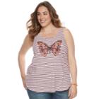 Plus Size Sonoma Goods For Life&trade; Striped Swing Tank, Women's, Size: 2xl, White
