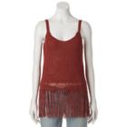 Juniors' Cloud Chaser Fringe Sweater Tank, Girl's, Size: Xs, Brt Red
