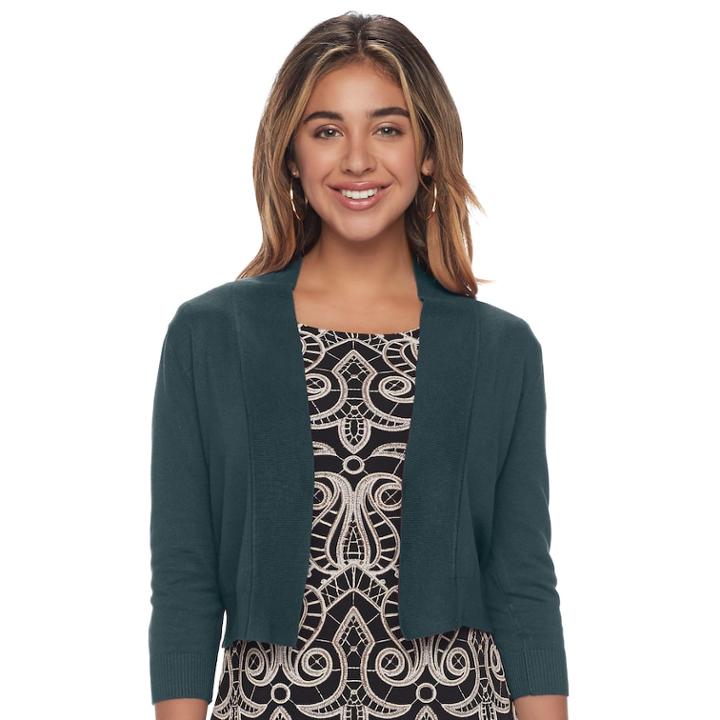 Women's Ronni Nicole Solid Shrug, Size: Small, Green Oth