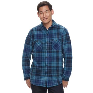 Men's Anchorage Expedition Classic-fit Plaid Fleece Shirt Jacket, Size: Large, Dark Blue