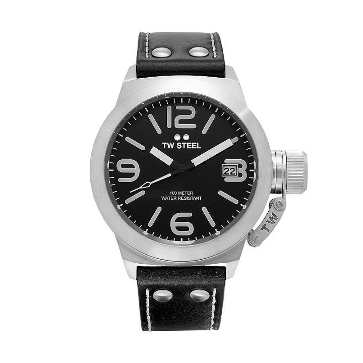 Tw Steel Men's Canteen Leather Watch, Black