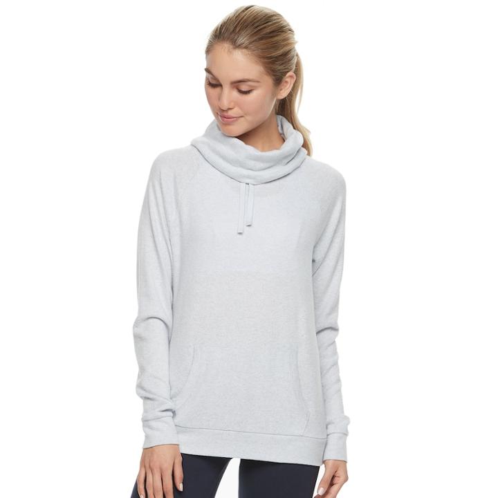 Women's Tek Gear&reg; Long Sleeve Cowl Neck Top, Size: Medium, Light Blue