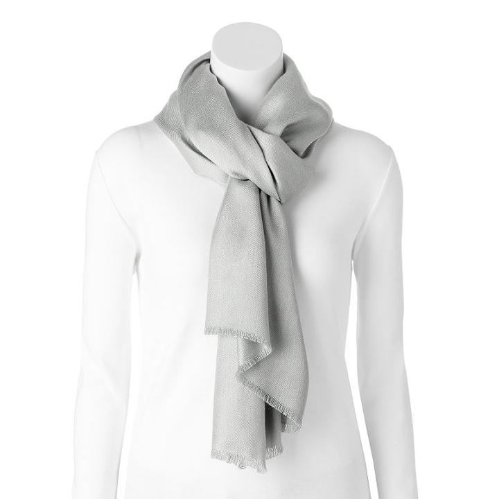 Lc Lauren Conrad Solid Fringed Pashmina Oversized Scarf, Women's, Light Grey