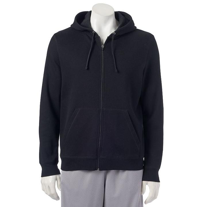 Men's Tek Gear&reg; Fleece Full-zip Hoodie, Size: Large, Black