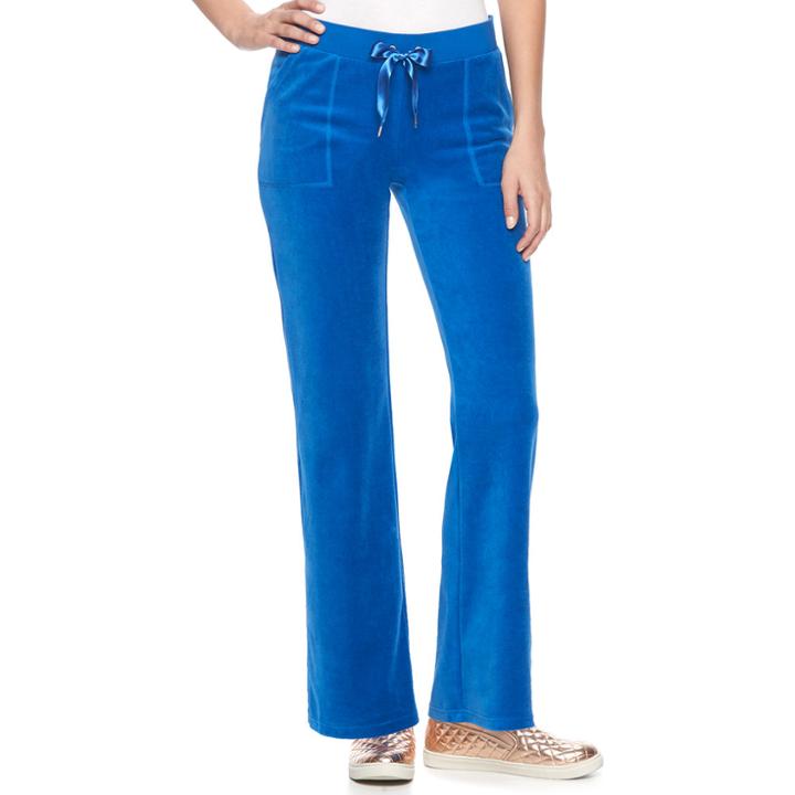 Women's Juicy Couture Bootcut Velour Pants, Size: Xs, Blue (navy)