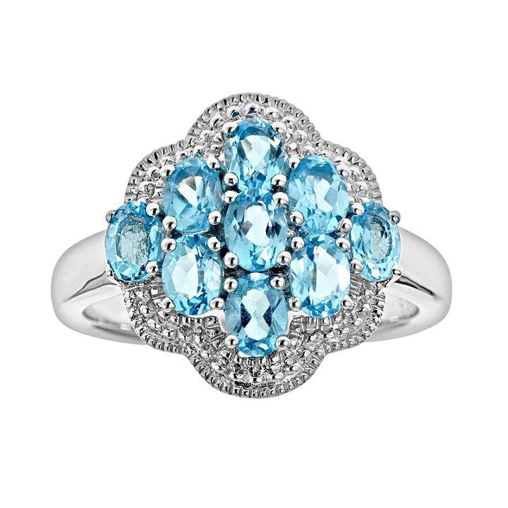 Sterling Silver Swiss Blue Topaz Cluster Ring, Women's, Size: 5