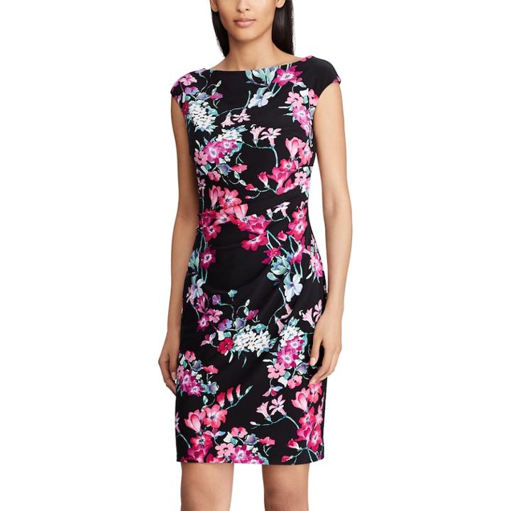 Women's Chaps Floral Sheath Dress, Size: Xs, Black