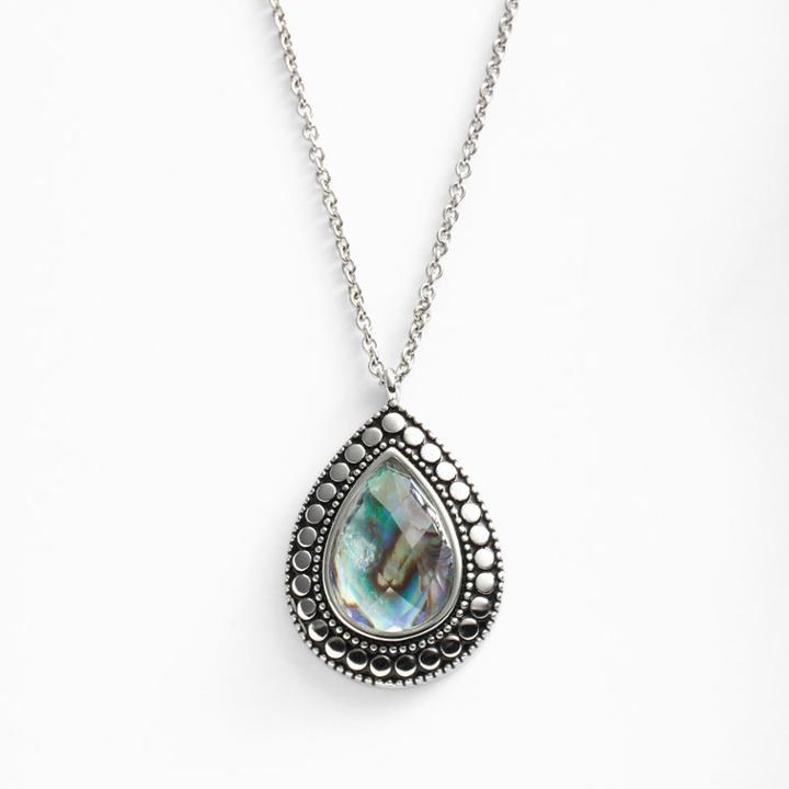 Kate Markus Stainless Steel Abalone Doublet Teardrop Pendant, Women's, Multicolor