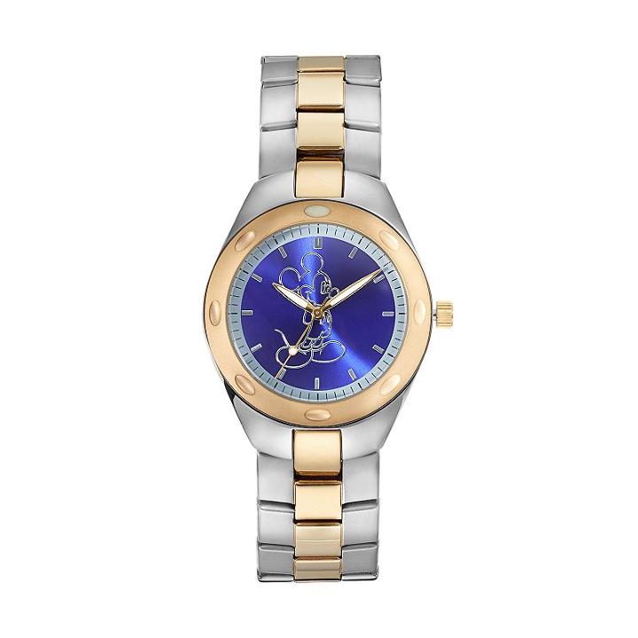 Disney's Mickey Mouse Silhouette Men's Two Tone Stainless Steel Watch, Multicolor
