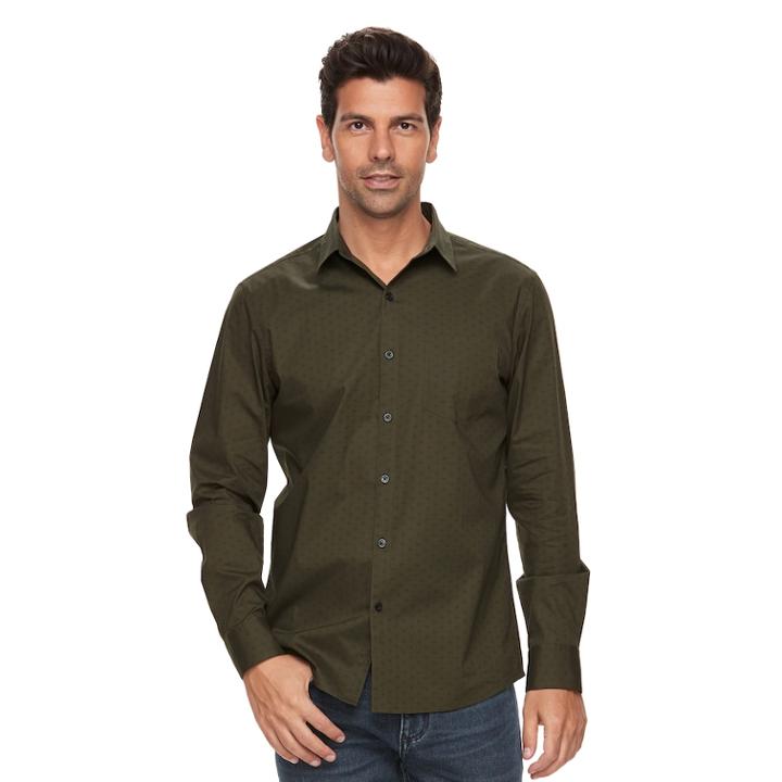 Men's Marc Anthony Slim-fit Stretch Woven Button-down Shirt, Size: Small, Green