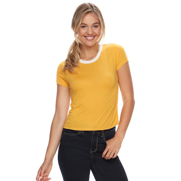 Juniors' So&reg; Ringer Tee, Teens, Size: Xxs, Yellow