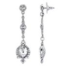 Downtown Abbey Simulated Crystal Linear Drop Earrings, Women's, White