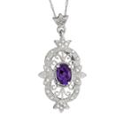 Sterling Silver Amethyst And 1/10-ct. T.w. Diamond Pendant, Size: 18, Purple