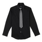 Boys 4-18 Chaps Shirt & Tie Set, Size: 14, Black