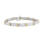Two Tone Sterling Silver Lab-created White Sapphire X Bracelet, Women's