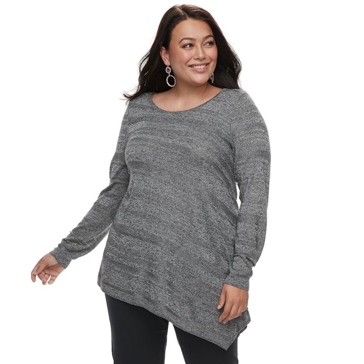 Plus Size Apt. 9&reg; Asymmetrical Hem Tunic Sweater, Women's, Size: 3xl, Dark Grey
