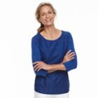 Women's Croft & Barrow&reg; Lace-front Scoopneck Tee, Size: Medium, Dark Blue