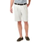 Men's Haggar&reg; Cool 18&reg; Pro Straight-fit Solid Pleated Shorts, Size: 42, Lt Beige