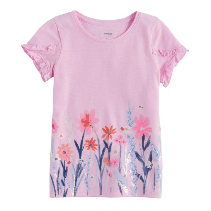 Girls 4-12 Sonoma Goods For Life&trade; Overlapping Ruffle Tee, Size: 6, Light Pink