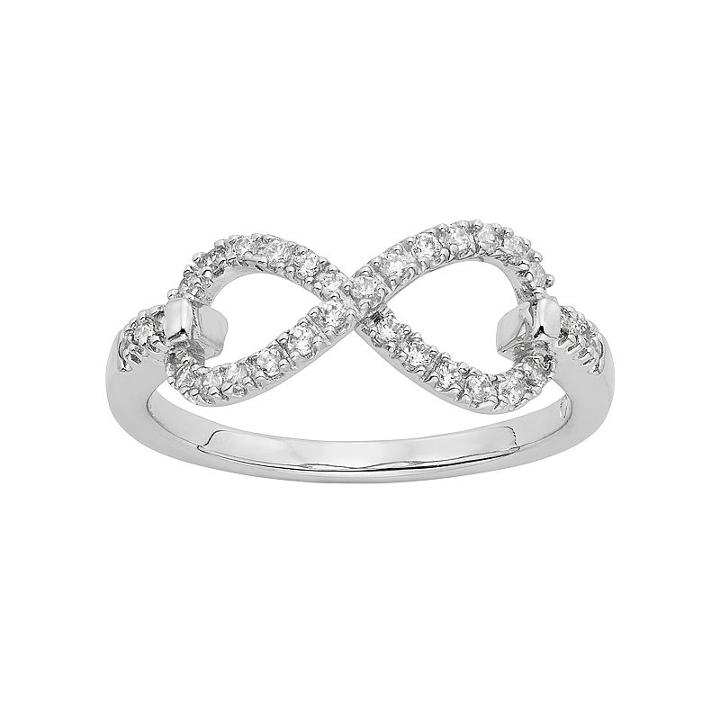 Diamond Splendor Cubic Zirconia & Diamond Accent Sterling Silver Infinity Ring, Women's, Size: 7, White